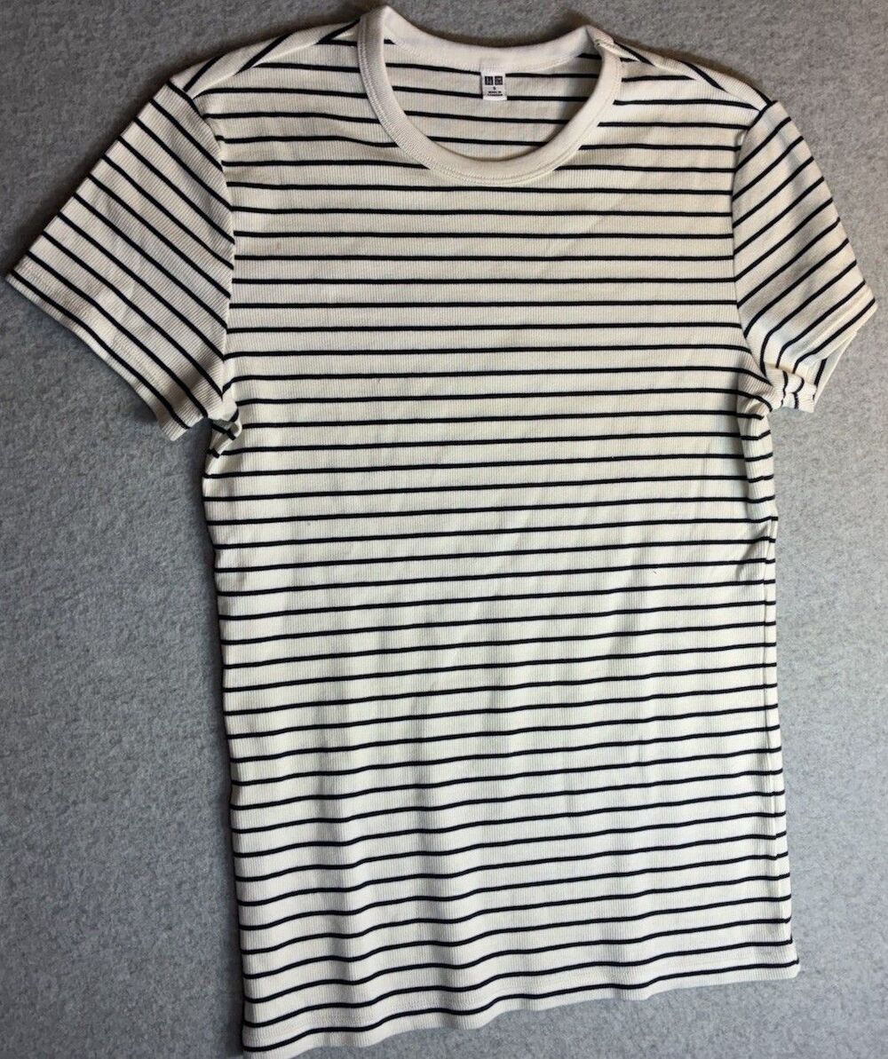 uniqlo t shirt Womens Sz S soft Stretch Nautical Stripe Crew Basic Casual